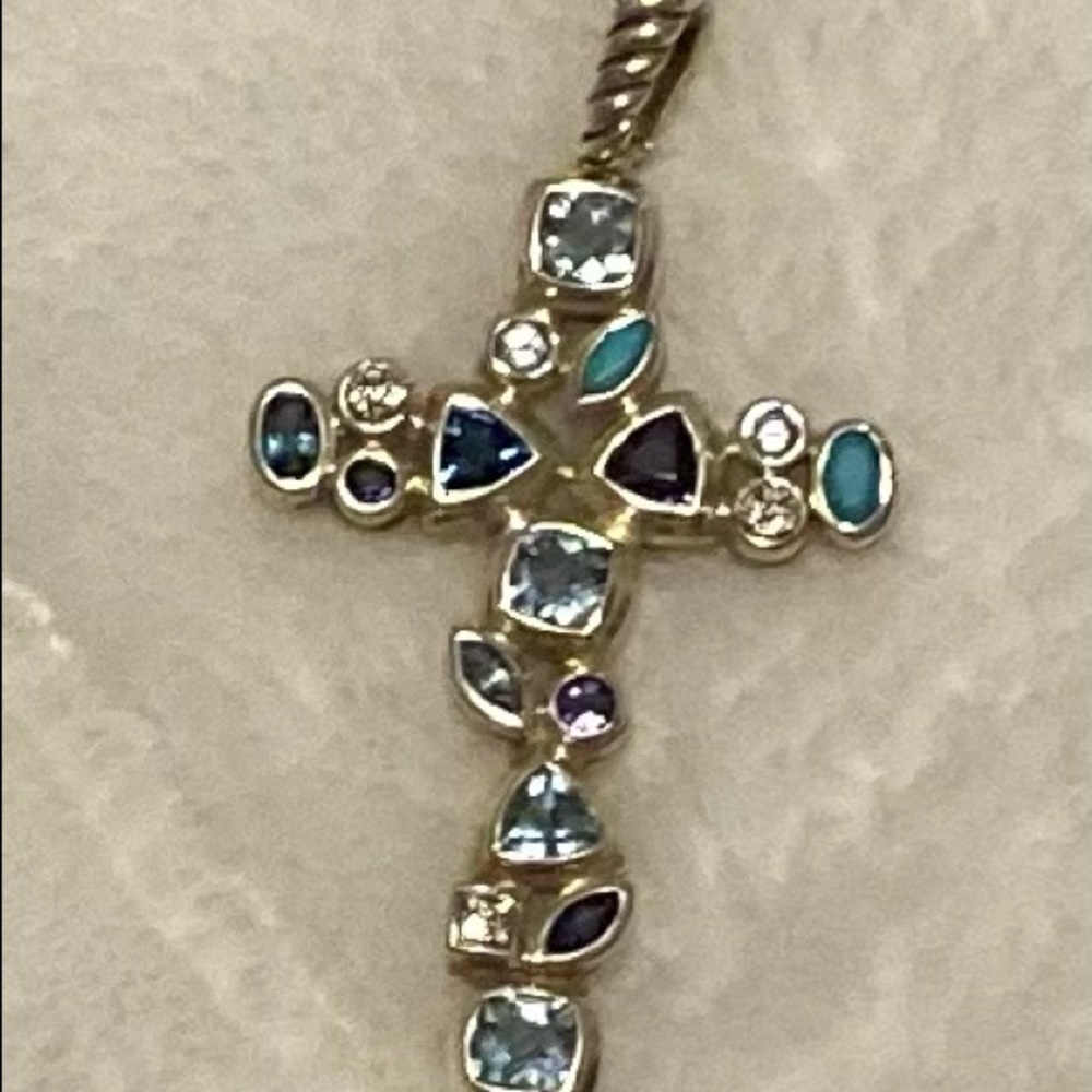 David Yurman Blue Confetti cross pendant - Picture 1 of 3